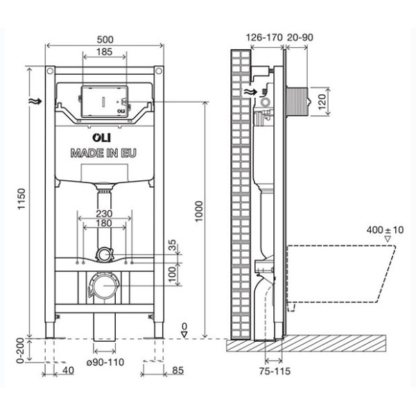 Инсталляция OLI 120 PLUS (0500*1150*0126), Hydroboost, OLI, арт 878846