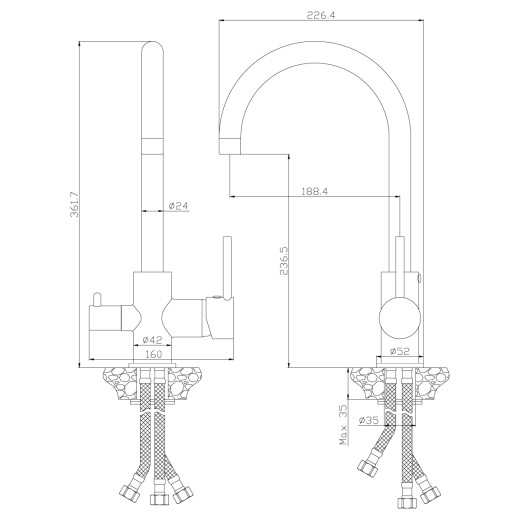 Смеситель Rossinka Z35-28 для кухни