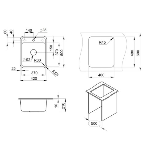 Кухонная мойка Granula Standart ST-4202 базальт
