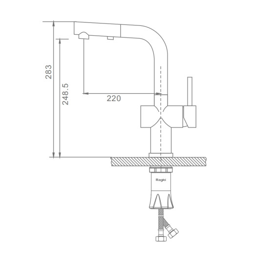 Смеситель для кухни с выдвижным изливом RAGLO R86.49.03
