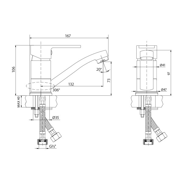 Смеситель Lemark Plus Grace LM1507С для умывальника с поворотным изливом