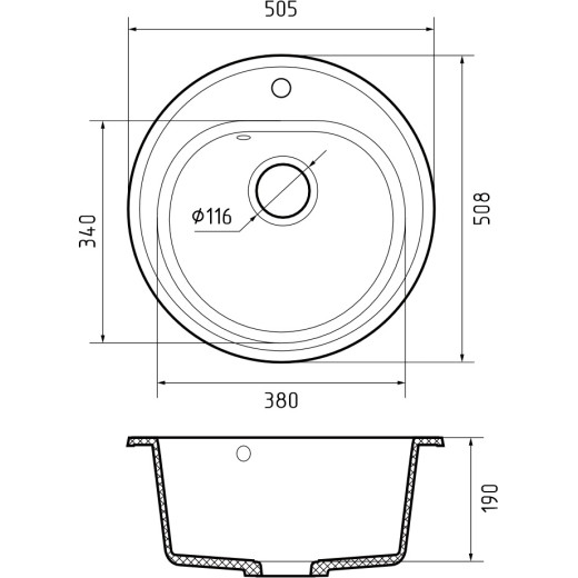 Мойка кухонная GranFest RONDO GF-R-510 D=508 мм графит , мрамор