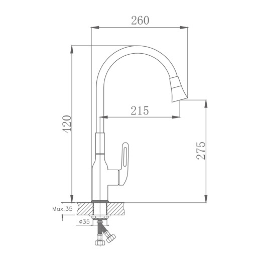 Смеситель для кухни HAIBA HB42830, нержавеющая сталь, хром