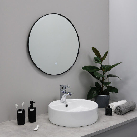 Зеркало Fixsen FX-1060B с подсветкой LED круглое 60х60см., цвет рамы черный