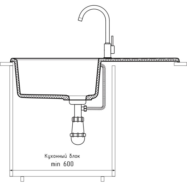 Мойка кухонная GranFest QUARZ GF-ZL-53 чаша+кр 860*480 (черный)