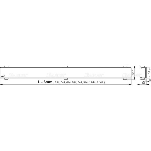 Professional Low - Водоотводящий желоб с порогами для цельной решетки, арт. APZ106-650