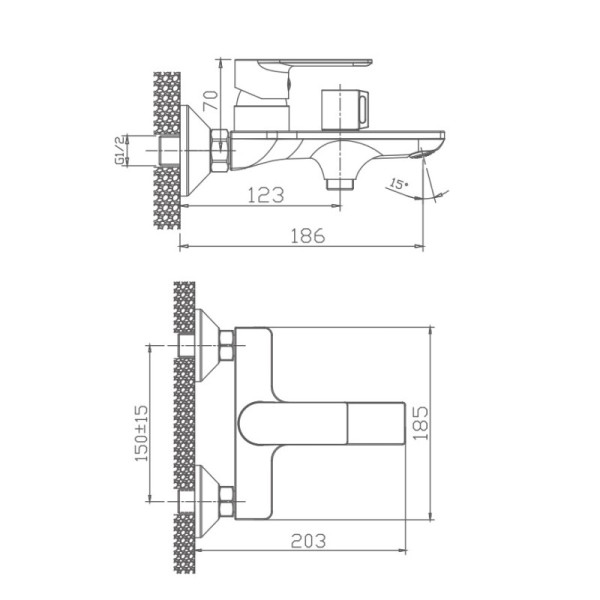 Смеситель для ванны HAIBA HB60505, латунь, хром