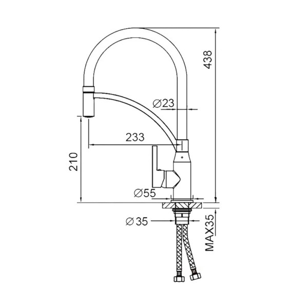 Смеситель для кухни HAIBA HB73644-7, гибкий излив, латунь, черный