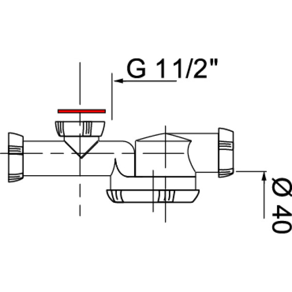 Сифон WIRQUIN ESPACE 1½ х 40 мм сверхплоский с отводом для стиральной машины без выпуска