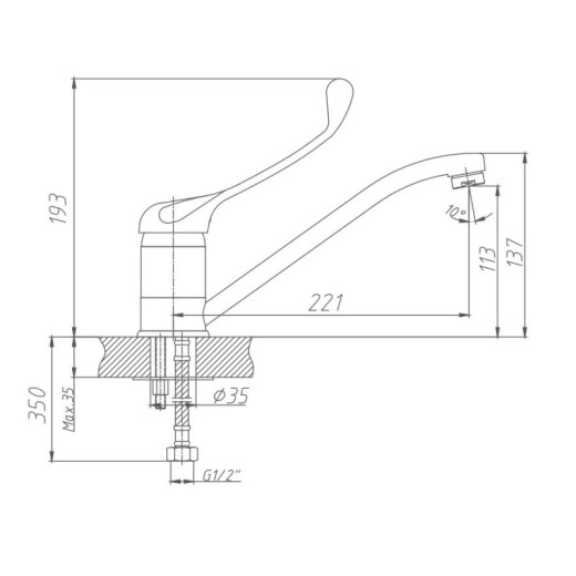Смеситель HAIBA HB4254 хирургический для раковины, латунь, хром