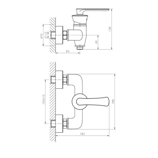 Смеситель для душа HAIBA HB20181-5, латунь, золото