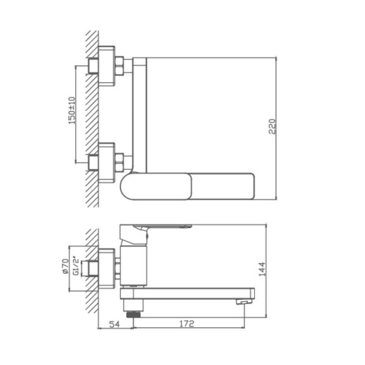 Смеситель для ванны HAIBA HB60617, короткий излив, латунь, хром