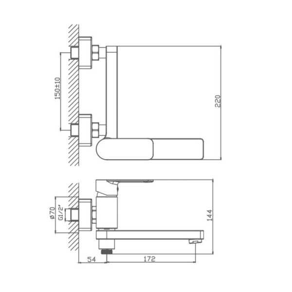 Смеситель для ванны HAIBA HB60617, короткий излив, латунь, хром