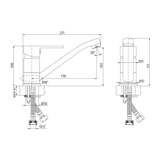 Смеситель Lemark Plus Grace LM1504С для кухни