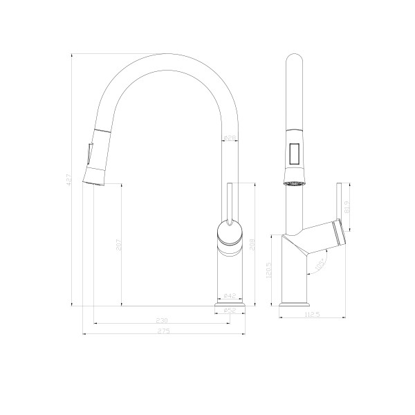 Смеситель Lemark Minima LM3850C для кухни с вытягивающимся поворотным изливом, хром