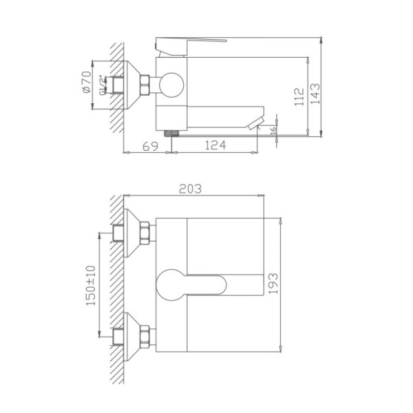 Смеситель для ванны HAIBA HB60801, нержавеющая сталь