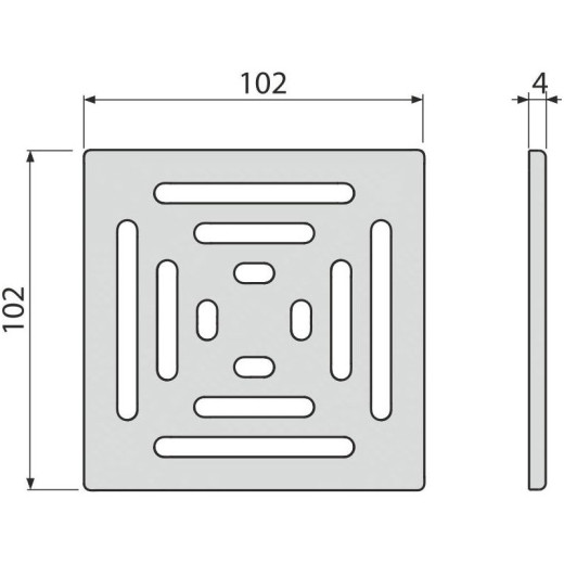 Решетка для cливных трапов из нержавеющей стали 102×102 мм, нержавеющая сталь, арт. MPV012