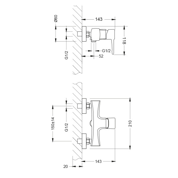 Смеситель Lemark Evitta LM0503C для душа, хром