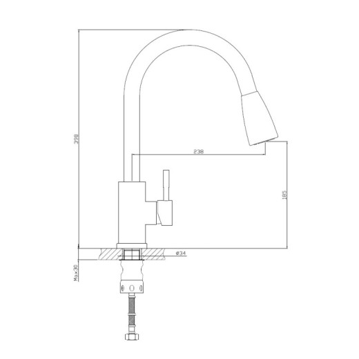 Смеситель для кухни HAIBA HB73304-2, выдвижной излив, нержавеющая сталь