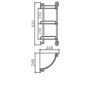 Полка стеклянная HAIBA HB1907-3 3- ярус, угловая, хром