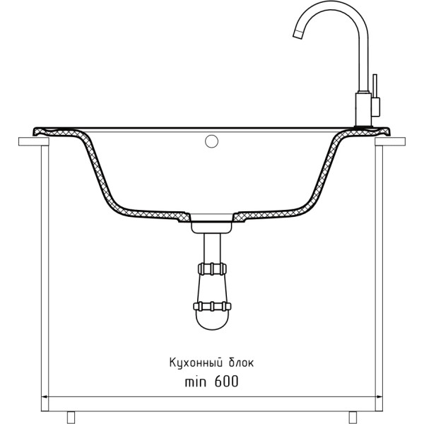 Мойка кухонная GranFest QUARZ GF-ZW-71 чаша+кр 760*480 (черный)