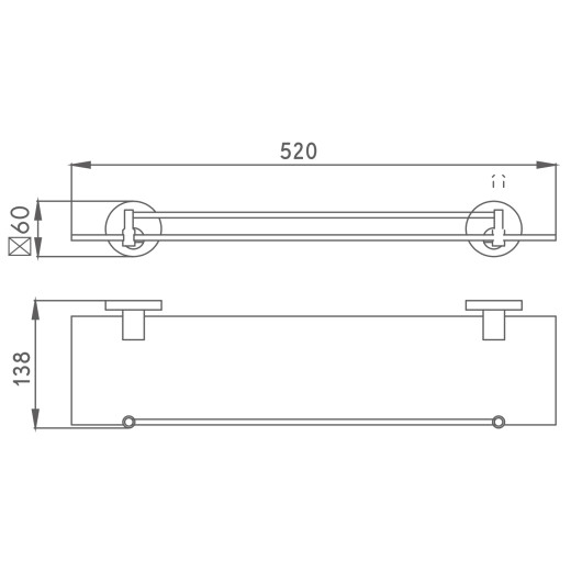 Полка HAIBA HB9007 стеклянная 1 - ярус, хром