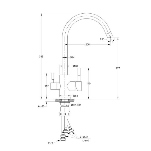 Смеситель EWIGSTEIN для кухни U-обр. с краном питьевой воды (бежевый)