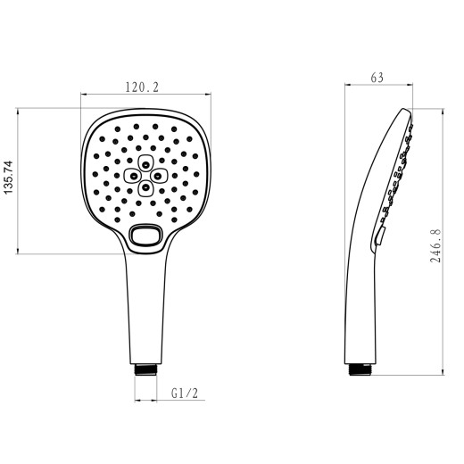 Душевая лейка Lemark LM0817C, 3-функциональная 120х246 мм, хром, блистер