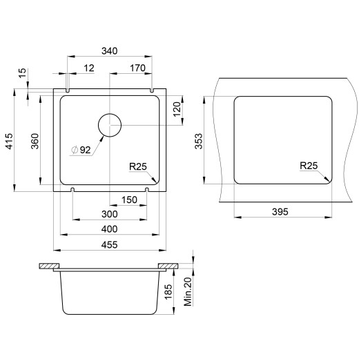 Кухонная мойка Granula GR-3601 алюминиум