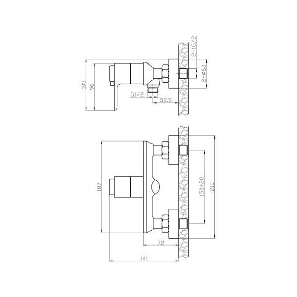 Смеситель Rossinka RS50-41 термостатический для душа, хром