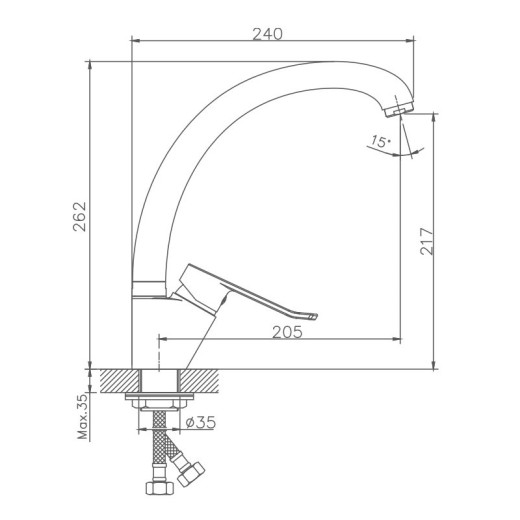 Смеситель для кухни HAIBA HB41556-2, латунь, хром