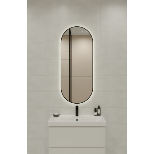 Зеркало Cersanit ECLIPSE smart 50*122 с подсветкой овальное черная рамка