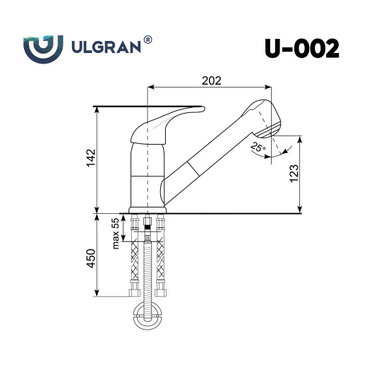 Смеситель для кухни Ulgran U-002-343, антрацит
