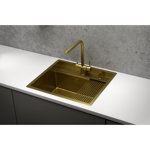 Стальная кухонная мойка Granula KS-6051 золото сатин