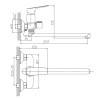 Смеситель для ванны HAIBA HB22506, длинный излив, латунь, хром