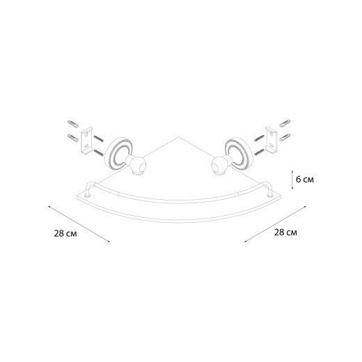 Fixsen STYLE FX-41103A Полка стеклянная угловая