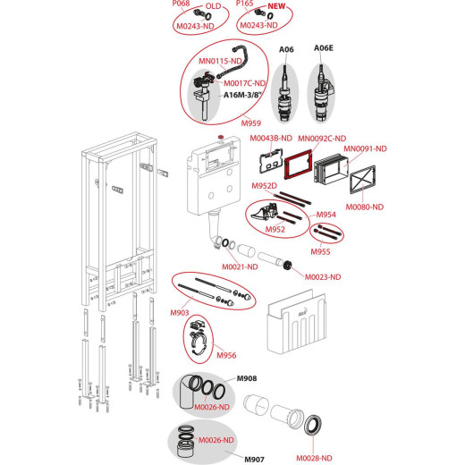 Скрытая система  инсталляции для сухой установке (в пространство), арт. AM116/1120