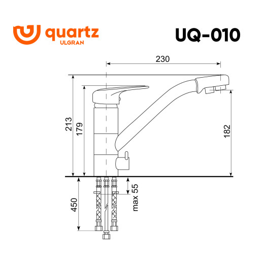 Смеситель для кухни ULGRAN Quartz UQ-010-09, асфальт
