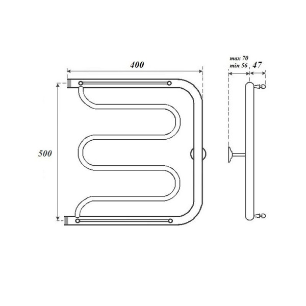 Полотенцесушитель водяной Point PN25554P 500x400 Фокстрот с полкой, хром