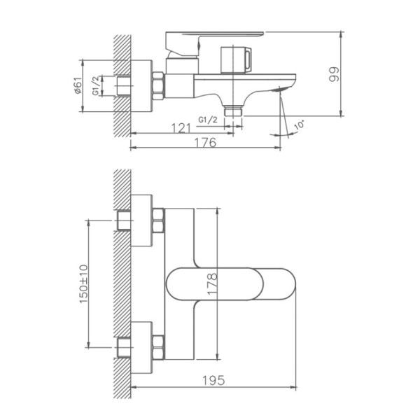 Смеситель для ванны HAIBA HB60590-7, латунь, черный