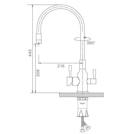 Смеситель для кухни с подключением к фильтру питьевой воды RAGLO R81.64.03