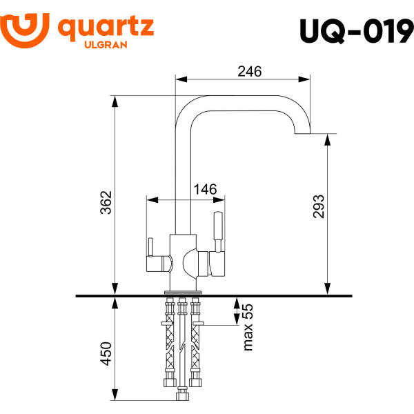 Смеситель для кухни ULGRAN Quartz UQ-019-09, асфальт