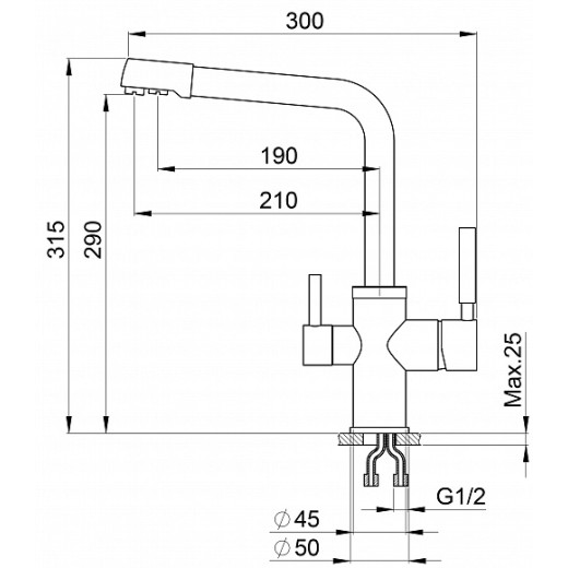 Смеситель Granula GR-2015 турмалин для кухни