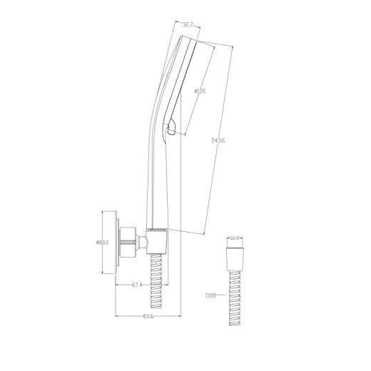 Душевой гарнитур Cersanit FERRO (держатель лейки) 3 режима шланг 150 металл круг