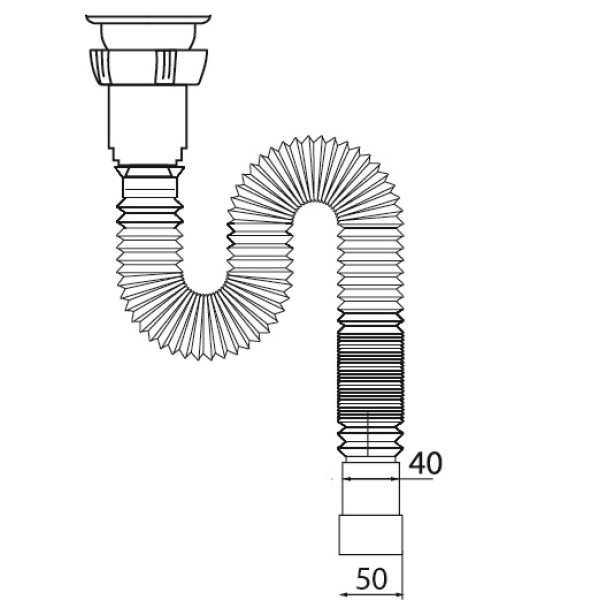 Сифон WIRQUIN гофрированный 1¼ х 40/50 мм, L1200 мм, выпуск пластик