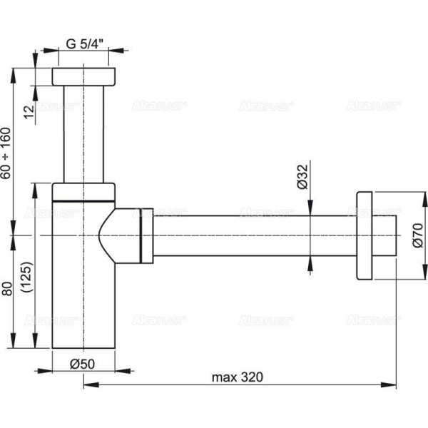 Сифон для умывальника Ø32 DESIGN, арт.A400