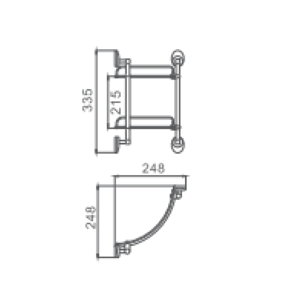 Полка стеклянная HAIBA HB1607-2 2-ярусная, хром