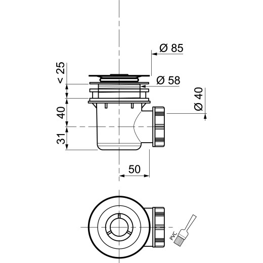 Сифон WIRQUIN TOURBILLON D60 мм, выход D40 мм
