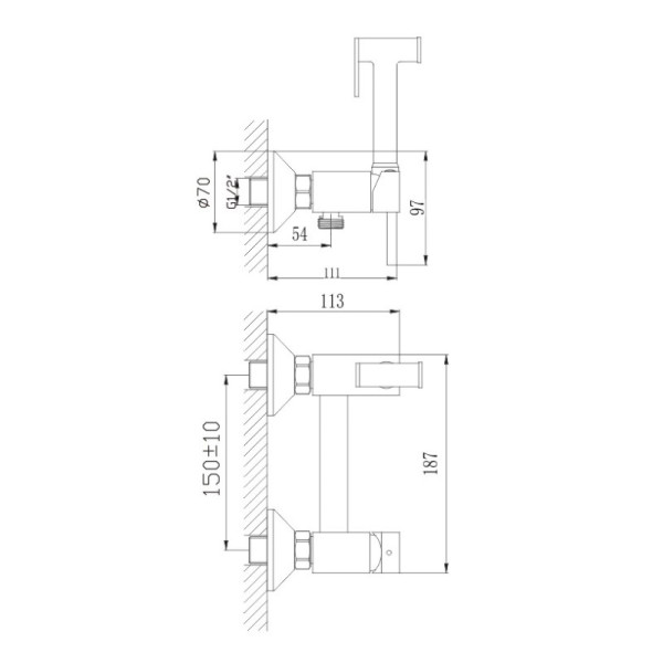 Гигиенический душ HAIBA HB5510, латунь, хром