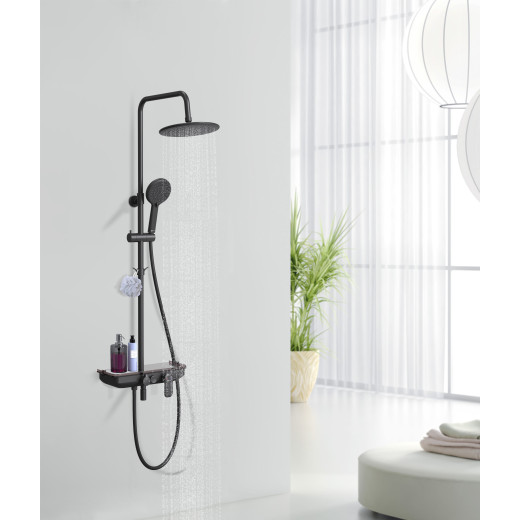 Смеситель Lemark Tropic LM7012BL для ванны и душа с верхней душ.лейкой "Тропический дождь", черный